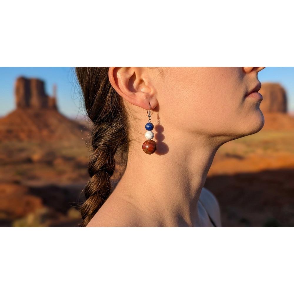 Handcrafted Santo Domingo Kewa Coral White Horse Earrings 2.2 inch by Coriz  ***